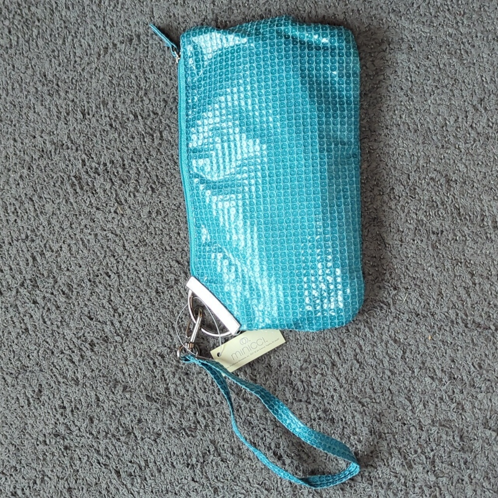Vintage Minicci Sequined Sky Blue Wristlet Purse